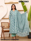 Digital Floral Printed Cotton Anarkali Kurti With Pant And Dupatta-ISKWSU2511OMK2961