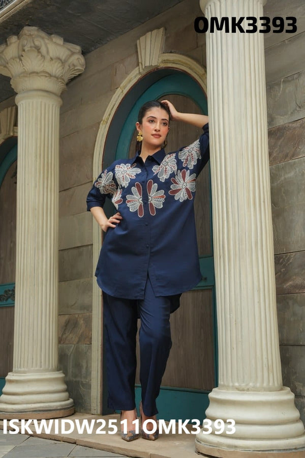 Embroidered Silk Co-Ord Set-ISKWIDW2511OMK3393