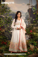 Digital Floral Printed Malmal Cotton Gown With Dupatta-ISKWGN2511OMK2771