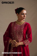 Embroidered Velvet Kurti With Pant And Dupatta-ISKWSU2511OMK3631