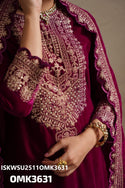 Embroidered Velvet Kurti With Pant And Dupatta-ISKWSU2511OMK3631