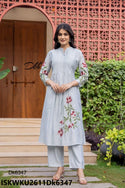 Embroidered Silk Kurti With Pant-ISKWKU2611Dk6747