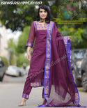 Khadi Cotton Kurti With Pant And Hand Block Printed Kota Doriya Dupatta-ISKWSU2611PPC/D874