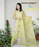 Embroidered Kota Doriya Kurti With Cotton Pant And Kota Doriya Dupatta-ISKWSU2611PPC/D1758