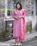 Handloom Kurti With Handloom Cotton Pant And Linen Dupatta-ISKWSU2611PPC/D1219