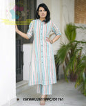 Striped Printed Cotton A-Line Kurti With Pant-ISKWKu2611PPC/D1761