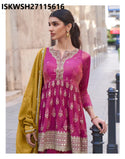 Embroidered Shimmer Peplum Kurti With Sharara And Dupatta-ISKWSH27115616