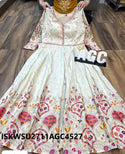 Embroidered Tissue Silk Front Slit Kurti With Tissue Pant And Organza Dupatta-ISKWSU2711AGC4527