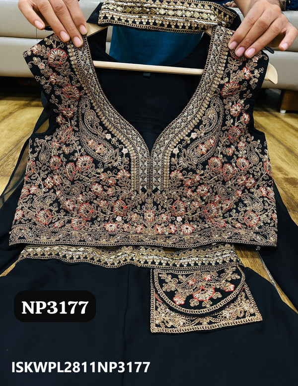 Embroidered Georgette Palazzo With Crop Top And Dupatta-ISKWPL2811NP3177/NP3176