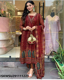 Digital Printed Chiffon Kurti With Shantoon Silk Pant And Organza Dupatta-ISKWSU291111223