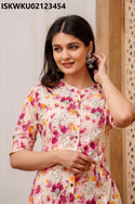 Printed Cotton Princess Cut A-Line Kurti With Pant-ISKWKU02123454