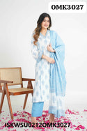 Digital Printed Cotton Kurti With Pant And Floral Printed Dupatta-ISKWSU0212OMK3027