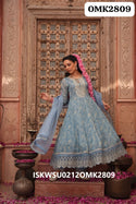 Embroidered Organza Anarkali Kurti With Pant And Dupatta-ISKWSU0212OMK2809