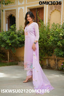 Organza Naira Cut Kurti With Pant And Brush Printed Dupatta-ISKWSU0212OMK3036