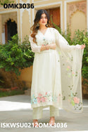 Organza Naira Cut Kurti With Pant And Brush Printed Dupatta-ISKWSU0212OMK3036