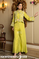 Embroidered Silk Top With Palazzo-ISKWSU031217888