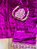 Embroidered Velvet Kurti With Pant And Organza Silk Dupatta-ISKWSU0312NP3218