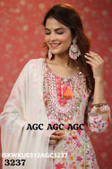 Floral Printed Maslin Kurti With Chiffon Dupatta -ISKWKU0312AGC3237