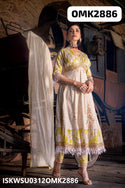 Cotton Schiffli Anarkali Kurti With Pant And Malmal Dupatta-ISKWSU0312OMK2886