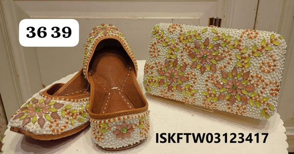 Embroidered Ethnic Punjabi Jutti And Clutch Set-ISKFTW03123417