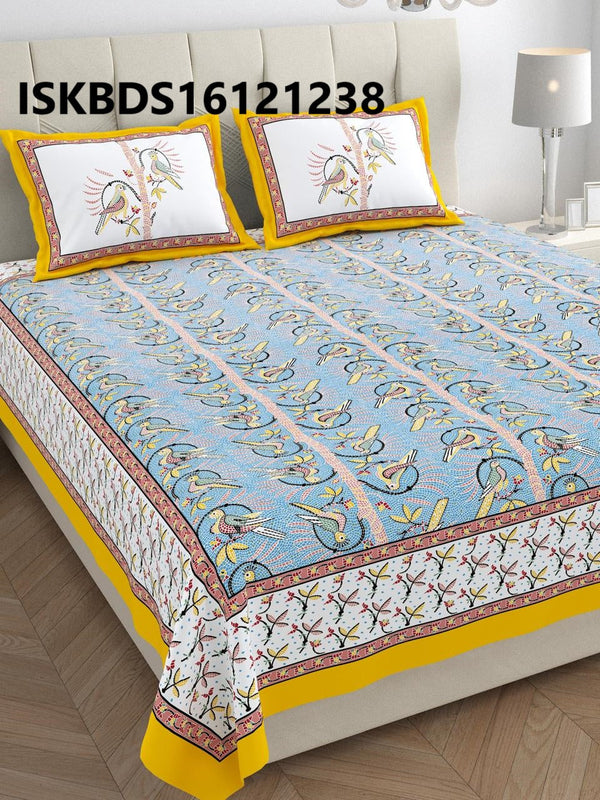 Printed Cotton Bedsheet With Pillow Cover-ISKBDS16121238