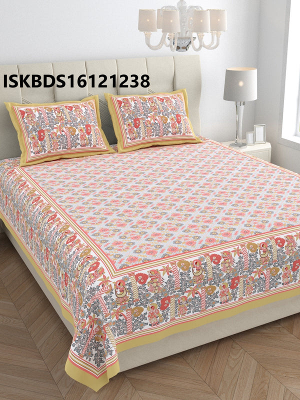 Printed Cotton Bedsheet With Pillow Cover-ISKBDS16121238