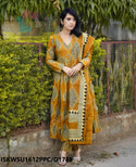 Ajrakh Printed Cotton Anarkali Kurti With Pant And Malmal Cotton Dupatta-ISKWSU1612PPC/D1788