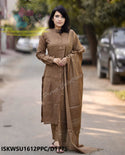 Self Weaved Cotton Silk A-Line Kurti With Silk Pant And Dupatta-ISKWSU1612PPC/D1775