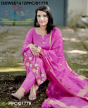 Embroidered Cotton Silk Kurti With Pant And Dupatta-ISKWSU1612PPC/D1779