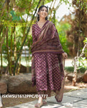 Block Printed Cotton Anarkali Kurti With Pant And Malmal Cotton Dupatta-ISKWSU1612PPC/D1777