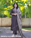 Handloom Cotton Kurti With Pant And Batik Printed Khadi Silk Dupatta-ISKWSU1612PPC/D1258