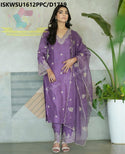 Embroidered Chanderi Silk Kurti With Silk Pant And Organza Dupatta-ISKWSU1612PPC/D1719