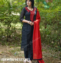 Embroidered Chanderi Silk Kurti With Pant And Dupatta-ISKWSU16121201