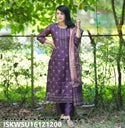 Printed Chanderi Silk Kurti With Pant And Dupatta-ISKWSU16121200