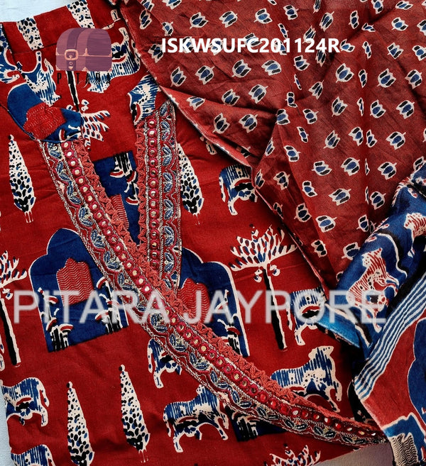 Printed Cotton Kurti With pant And Dupatta-ISKWSUFC201124R