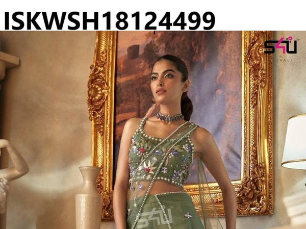 Embroidered Silk Crop Top With Sharara And Organza Dupatta-ISKWSH18124499