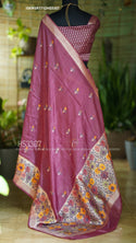 Munga Tussar Silk Saree With Brocade Blouse-ISKWSR1712HS3307