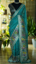 Munga Tussar Silk Saree With Brocade Blouse-ISKWSR1712HS3307