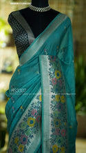 Munga Tussar Silk Saree With Brocade Blouse-ISKWSR1712HS3307