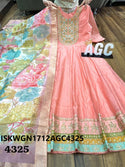 Embroidered Chanderi Silk Gown With Digital Printed Silk Dupatta-ISKWGN1712AGC4325