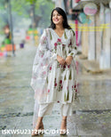 Hand Block Mughal Butta Printed Cotton Anarkali Kurti With Pant And Kota Doriya Dupatta-ISKWSU2312PPC/D1795