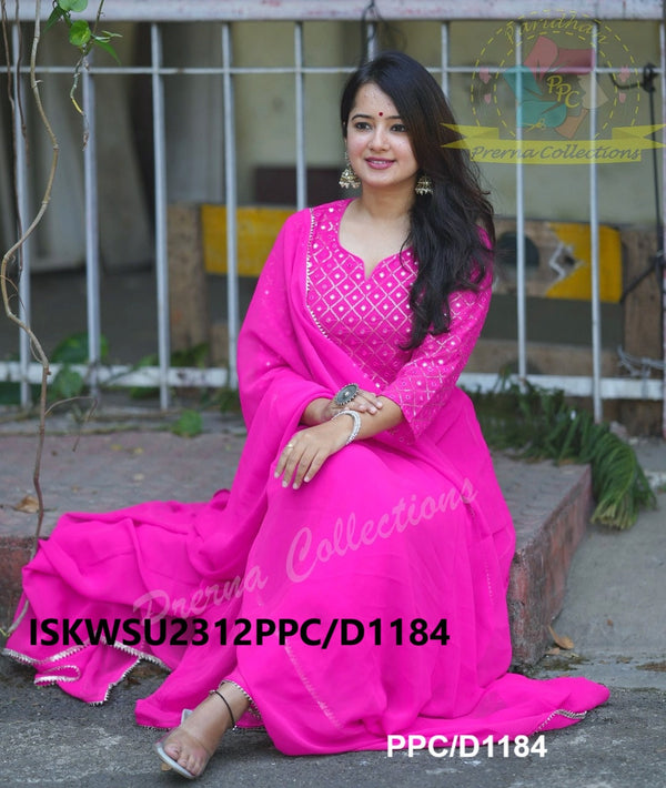 Georgette Anarkali Kurti With Pant And Dupatta-ISKWSU2312PPC/D1184