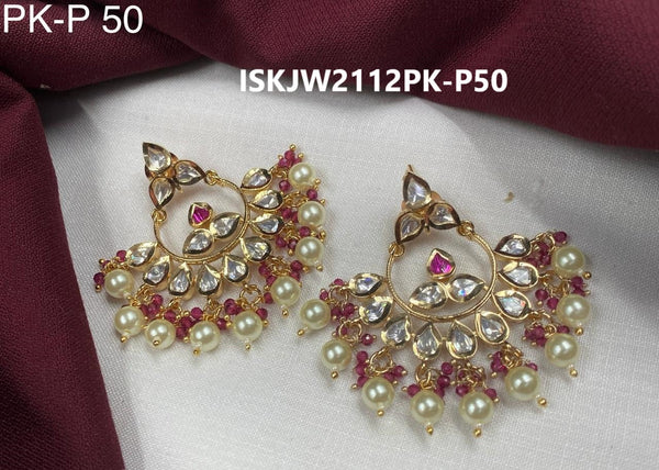 Kundan Earrings-ISKJW2112PK-P50