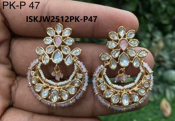 Kundan Earrings Set-ISKJW2512PK-P47