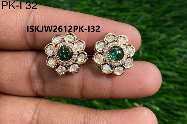 Kundan Earrings Set-ISKJW2612PK-I32