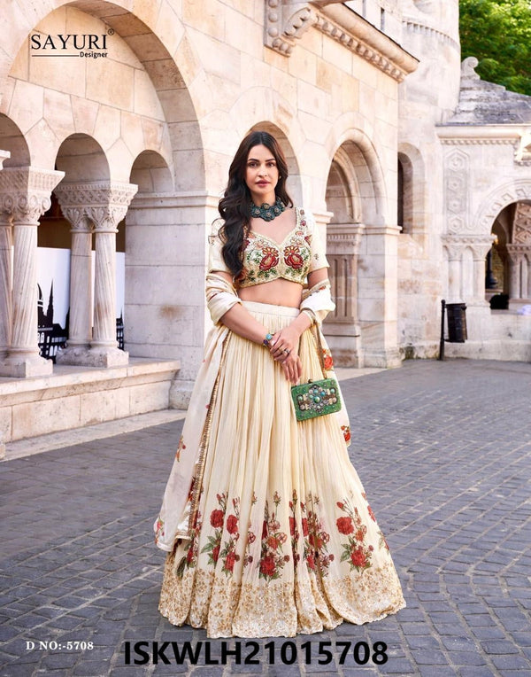 Embroidered Chinon Silk Lehenga With Blouse And Dupatta-ISKWLH21015708