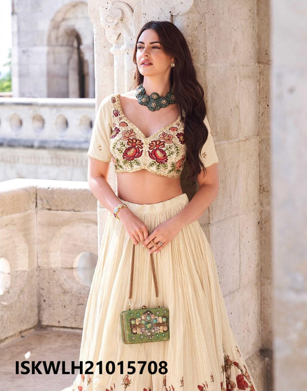 Embroidered Chinon Silk Lehenga With Blouse And Dupatta-ISKWLH21015708