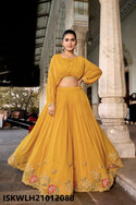 Embroidered Georgette Lehenga With Crop Top-ISKWLH21012088