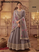 Embroidered Dola Silk Gown With Printed Organza Dupatta-ISKWGN21012663