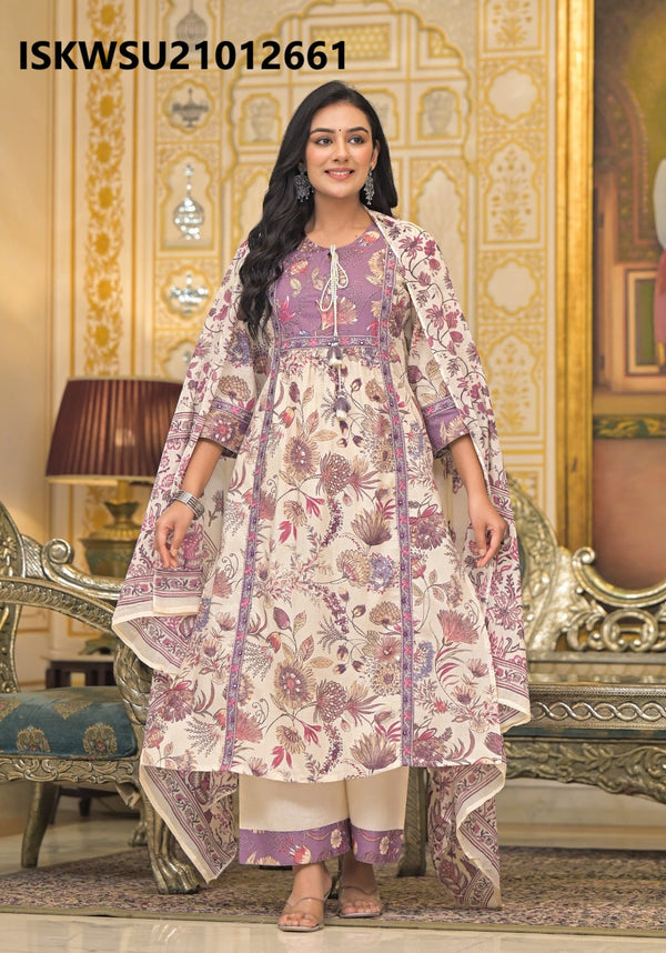 Printed Cotton Kurti With Pant And Dupatta-ISKWSU21012661